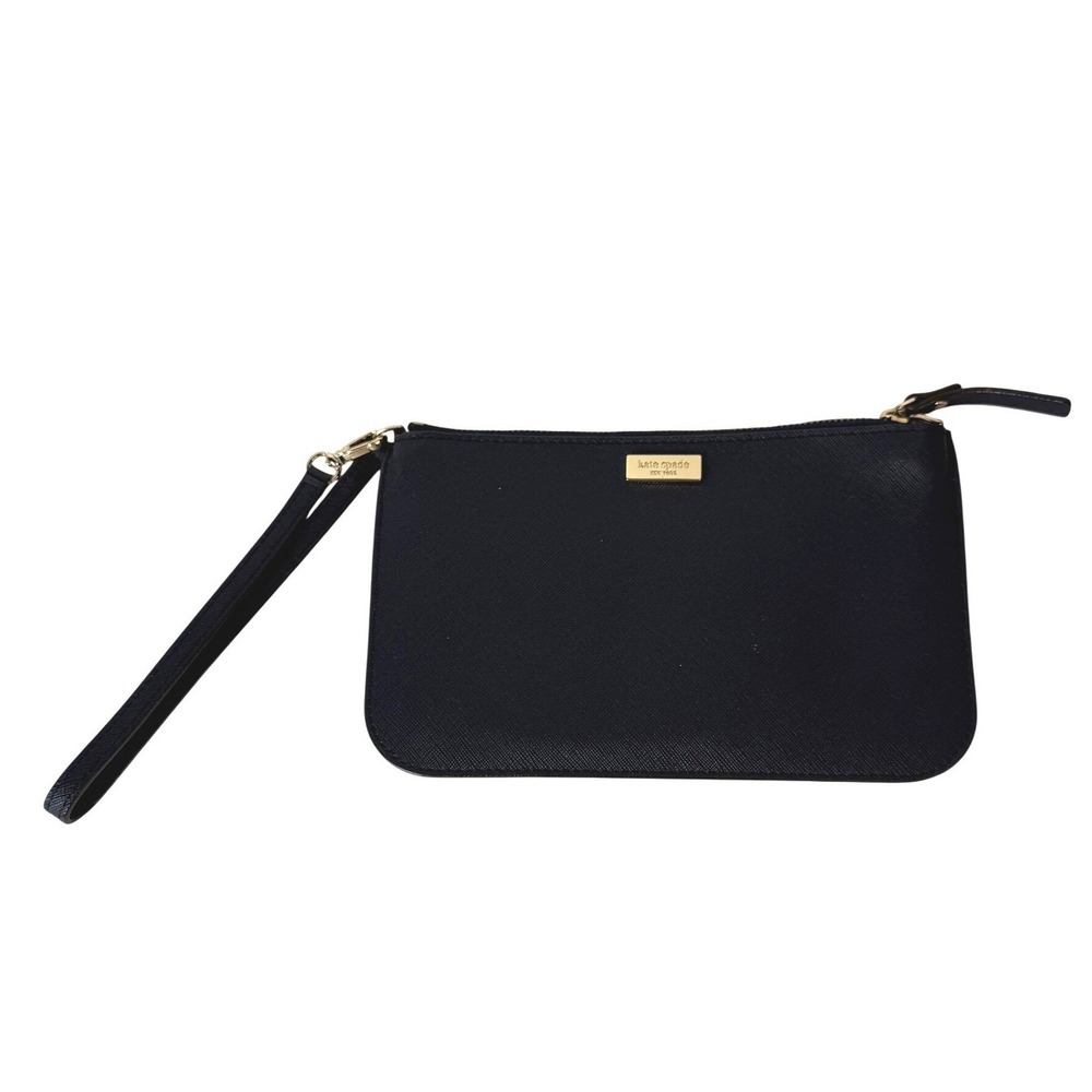 Kate Spade Womens Navy Blue Saffiano Leather Zip Around Wristlet Wallet